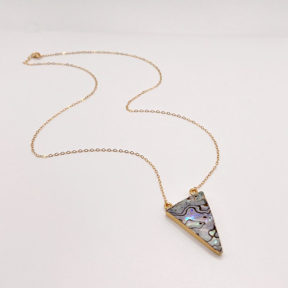 Gold Abalone Triangle Necklace